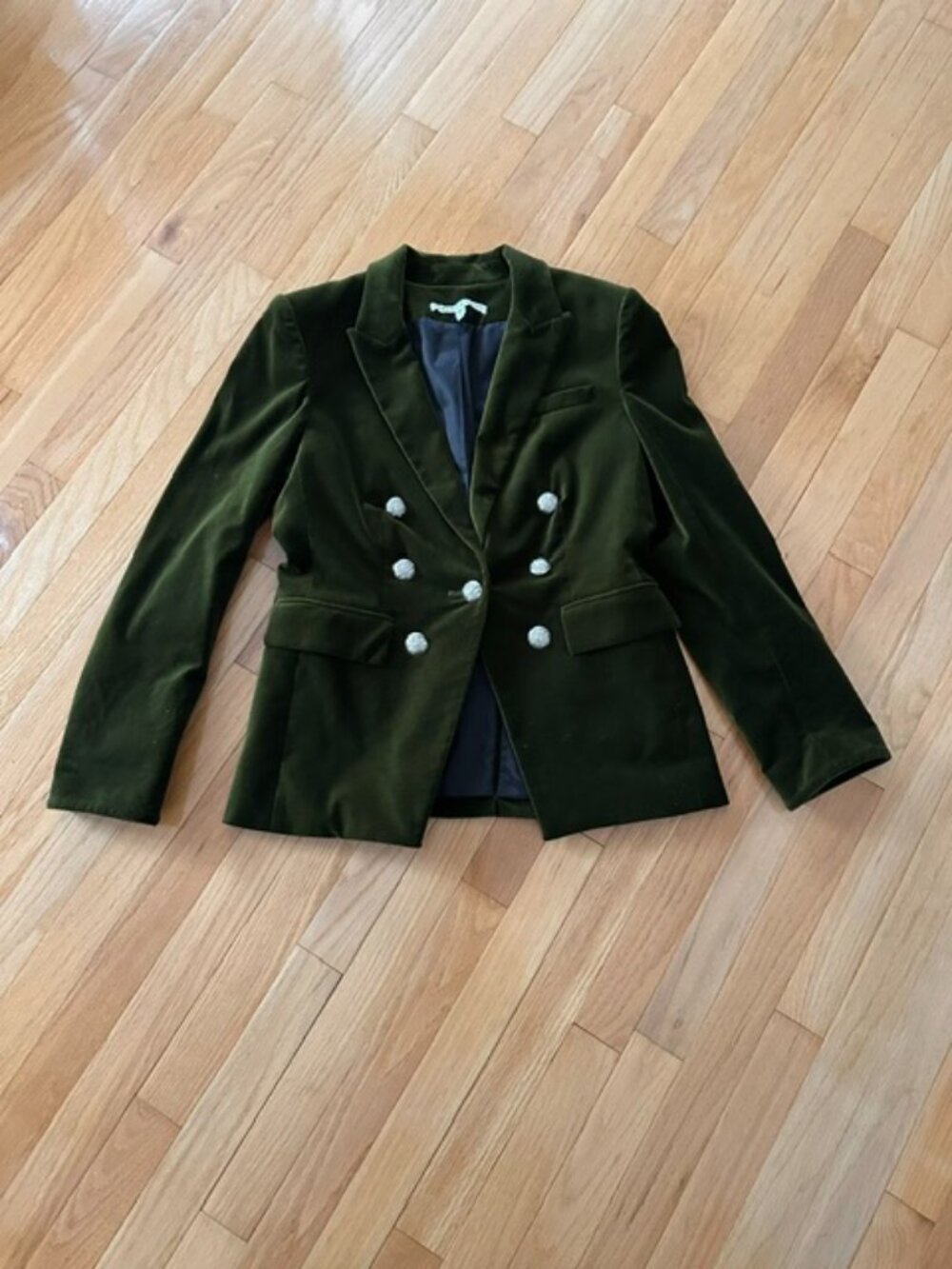 Veronica Beard Olive Stretch Velvet Lawrence Dickey Jacket - Size 8 - Picture 5 of 8